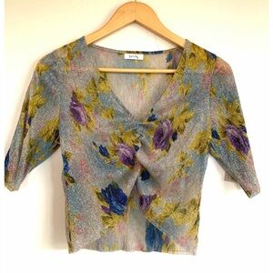 Lonely Label Sheer Metallic Crop Top size S